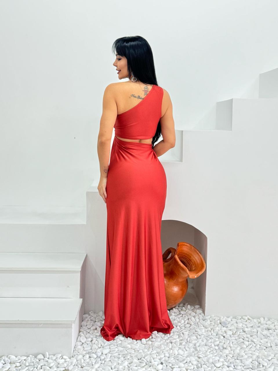 Vestido Longo Suelen Terracota Jersey Br